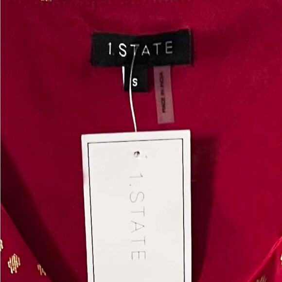1. State Gold Metallic Print Blouse Size Small NWT - Picture 3 of 9